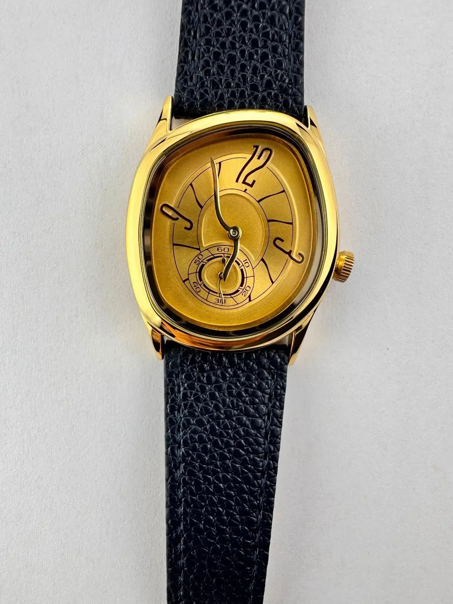 Luxury Twisted Square Watch for Men & Women | Unique Niche Design Iced Out Watch | Classic Retro Quartz Timepiece | Genuine Leather Strap | Caratix - CaratixJewelry